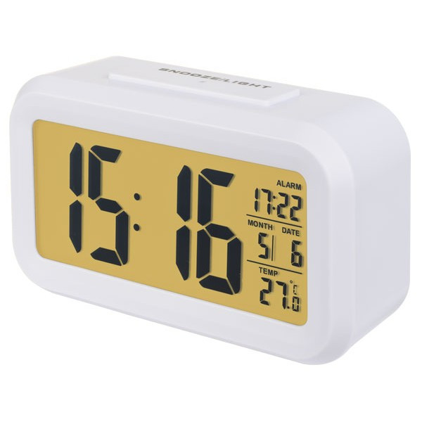 Часы-будильник Perfeo "Snuz", белый, (PF-S2166) время, температура, дата (PF_A4848)