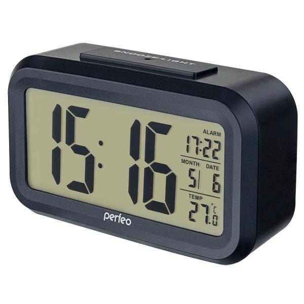 Perfeo Часы-будильник "Snuz", черный, (PF-S2166) время, температура, дата (PF_A4849)