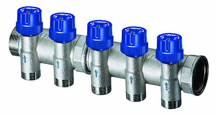 FAR 3911 1143408 Коллектор с терморегулирующими клапанами под головку (М30×1,5) 1 1/4×3/4, отводы 8