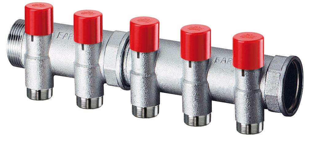 FAR 3921 1143408 Коллектор с запорно-балансировочными клапанами 1 1/4"×3/4", отводы 8