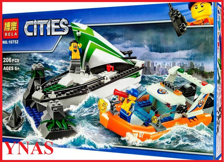 Детский конструктор Bela арт. 10752 "Операция по спасению парусной лодки", аналог лего LEGO Сити