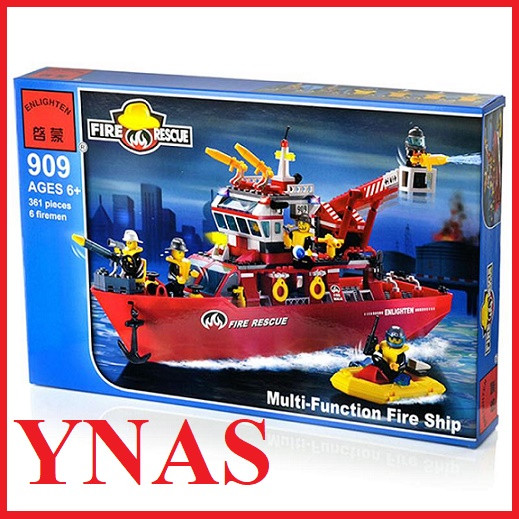 Детский конструктор брик Brick арт. 909 "Пожарный катер служба", пожарная часть и техника, аналог лего lego