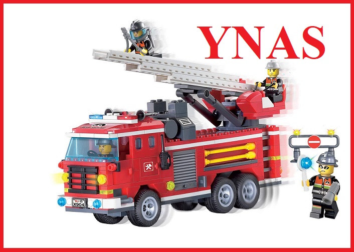 Детский конструктор брик BRICK арт. 904 "Пожарная машина техника", аналог лего пожарная станция и часть