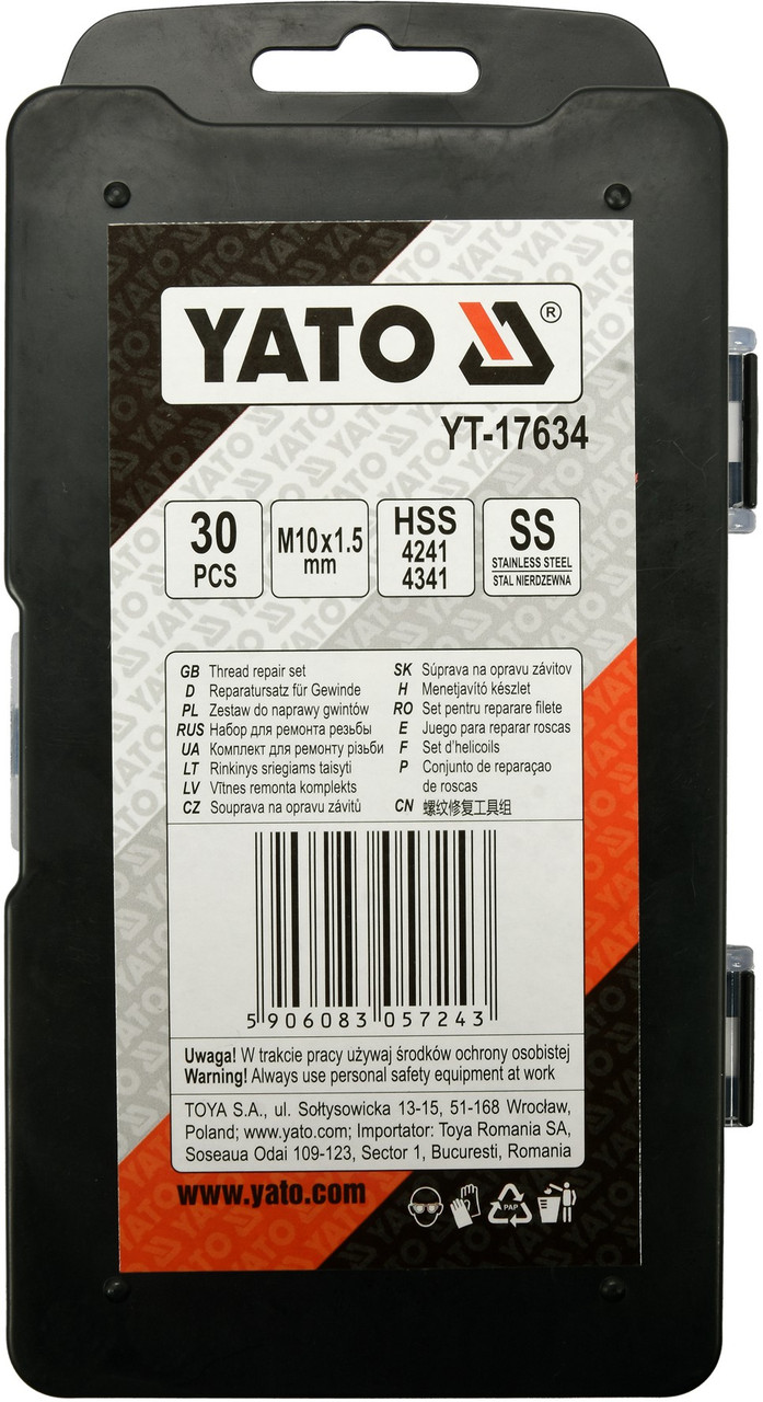 Набор для ремонта резьбы М10*1,5 "Yato" YT-17634 - фото 2 - id-p119230231