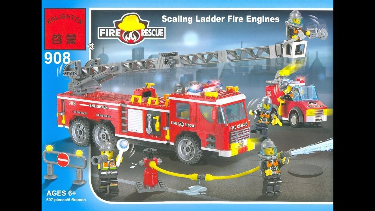Детский конструктор брик BRICK арт. 908 "Пожарная машина техника", аналог лего пожарная станция и часть - фото 4 - id-p119230237