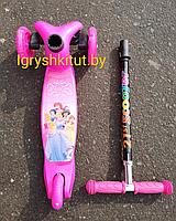 Самокат 21 st  Mini Print Scooter Принцессы ,трехколесный самокат со светящимися колесами