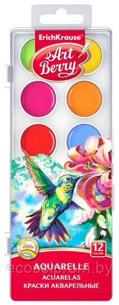 Акварель медовая ArtBerry с УФ защитой яркости 12 цветов