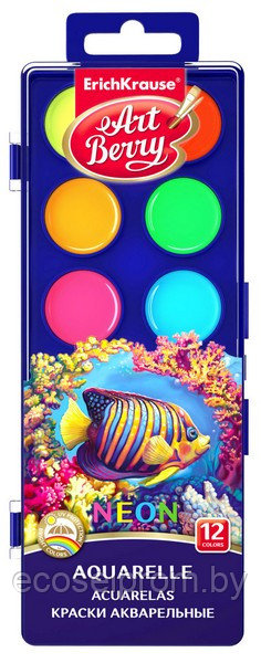 Акварель медовая ArtBerry с УФ защитой яркости 12 цветов НЕОН - фото 1 - id-p119275005