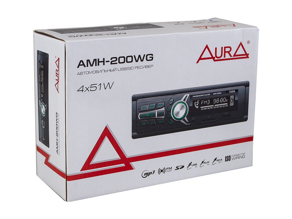 Бездисковая автомагнитола с USB-портом и SD слотом Aura AMH-200WG - фото 2 - id-p86120258