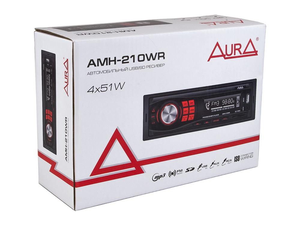Бездисковая автомагнитола с USB-портом и SD слотом Aura AMH-210WR - фото 3 - id-p78220374