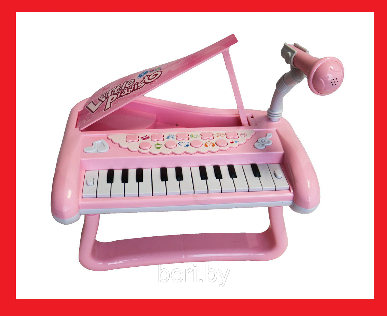 J68-03-2 Детский электронный синтезатор, пианино, орган Rainbow, розовый