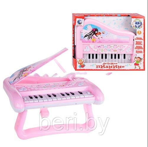 J68-03-2 Детский электронный синтезатор, пианино, орган Rainbow, розовый - фото 3 - id-p119280390