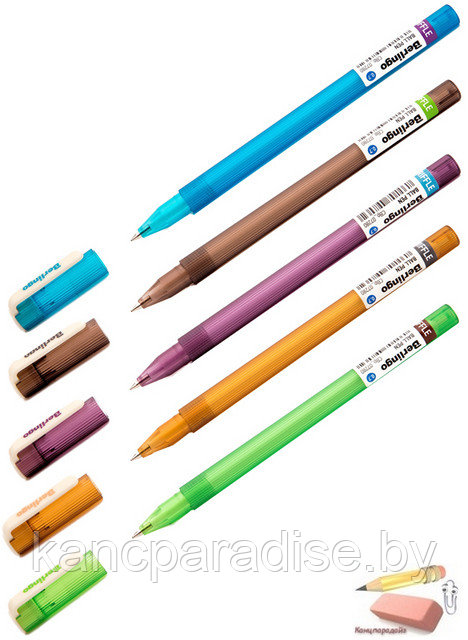 Ручка шариковая Berlingo Riffle синяя, 0,7 мм., ассорти