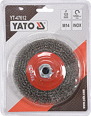 Щётка-крацовка "получаша" мягкая 100мм М14 [INOX] "Yato" YT-47612, фото 2