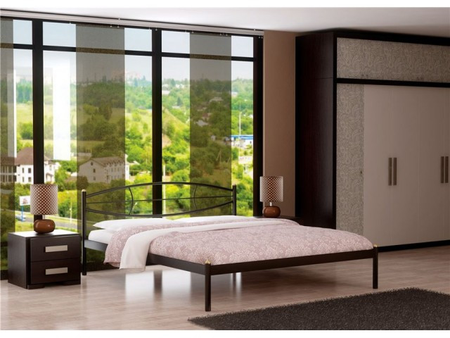 Кровать Аура (160х200/ цвет Чёрный/ металлическое основание) - фото 1 - id-p119354821