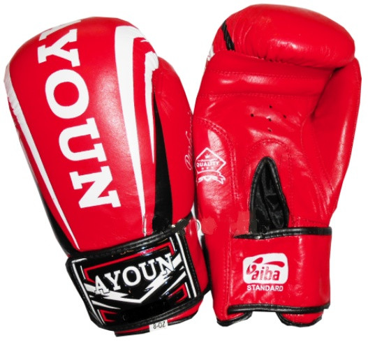 Перчатки боксерские Ayoun 967-8, 10, 12 унц. красные, кожа - фото 1 - id-p90180650