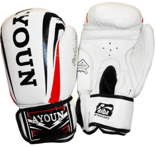 Перчатки боксерские Ayoun 967-8, 10, 12 унц. белые, кожа - фото 1 - id-p90180651
