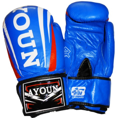 Перчатки боксерские Ayoun 967-8, 10, 12, 14 унц. синие, кожа - фото 1 - id-p90180652