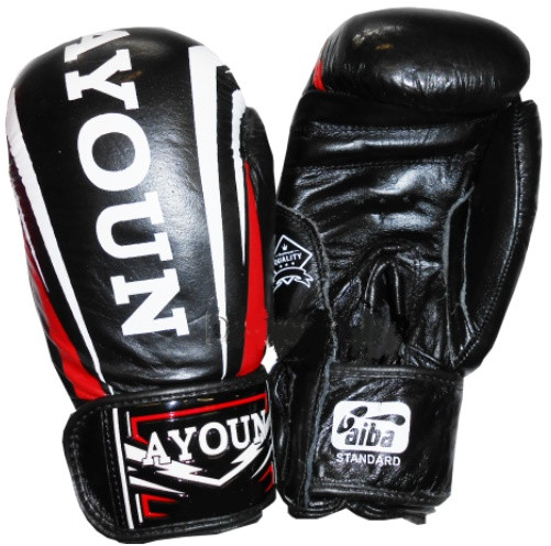 Перчатки боксерские Ayoun 967-8, 10, 12, 14 унц. черные, кожа - фото 1 - id-p90180653