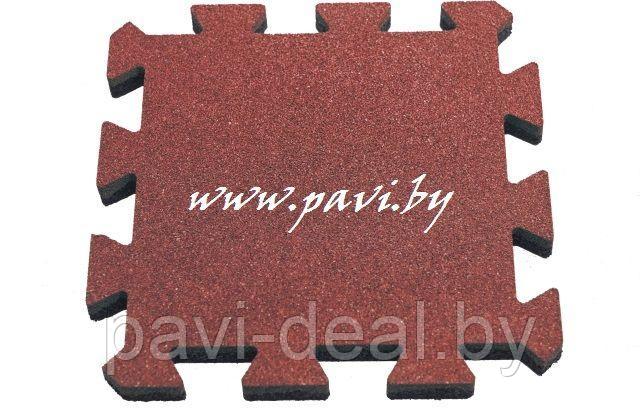 Резиновая плитка ПАЗЛ (ласточкин хвост, PUZZLE), толщиной 30 мм, красная