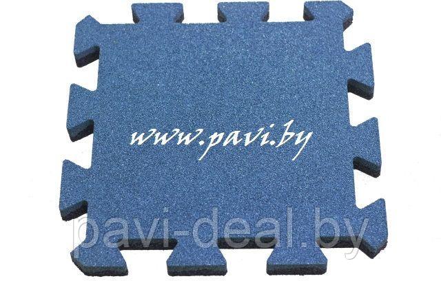 Резиновая плитка ПАЗЛ (ласточкин хвост, PUZZLE), толщиной 20 мм, синяя