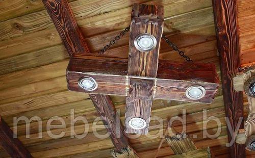 Люстра деревянная "Богатырская" на 4 лампы - фото 1 - id-p119405275