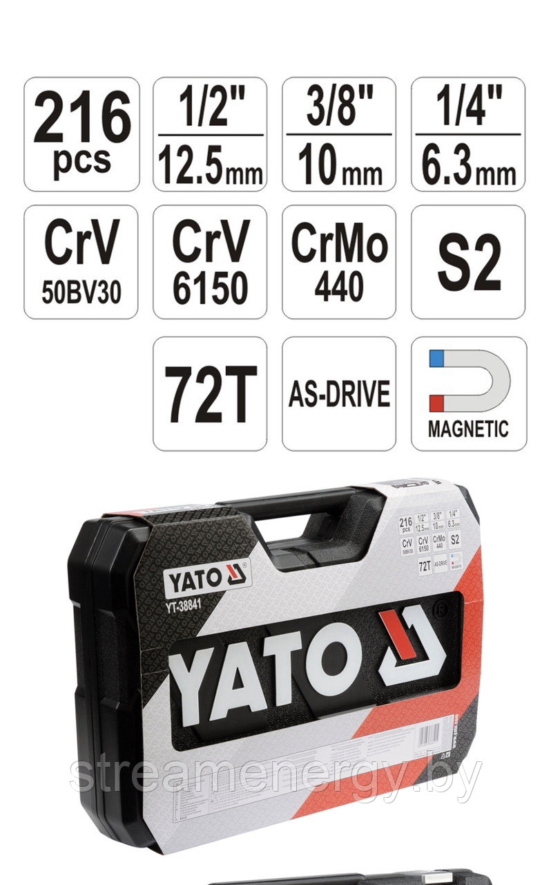 Набор ключей инструмента Yato YT-38841 216 предметов профессиональный!!! - фото 5 - id-p119409164