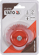 Щётка-крацовка чашечная 75мм со стержнем [нейлон] "Yato" YT-47782, фото 2
