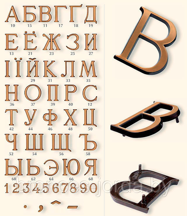 Буква 3 см Caggiati из бронзы на памятник Италия