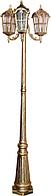 Садово-парковый фонарь столб большой PL110 Кастелло малые, (2020 мм) 3*60W черное золото