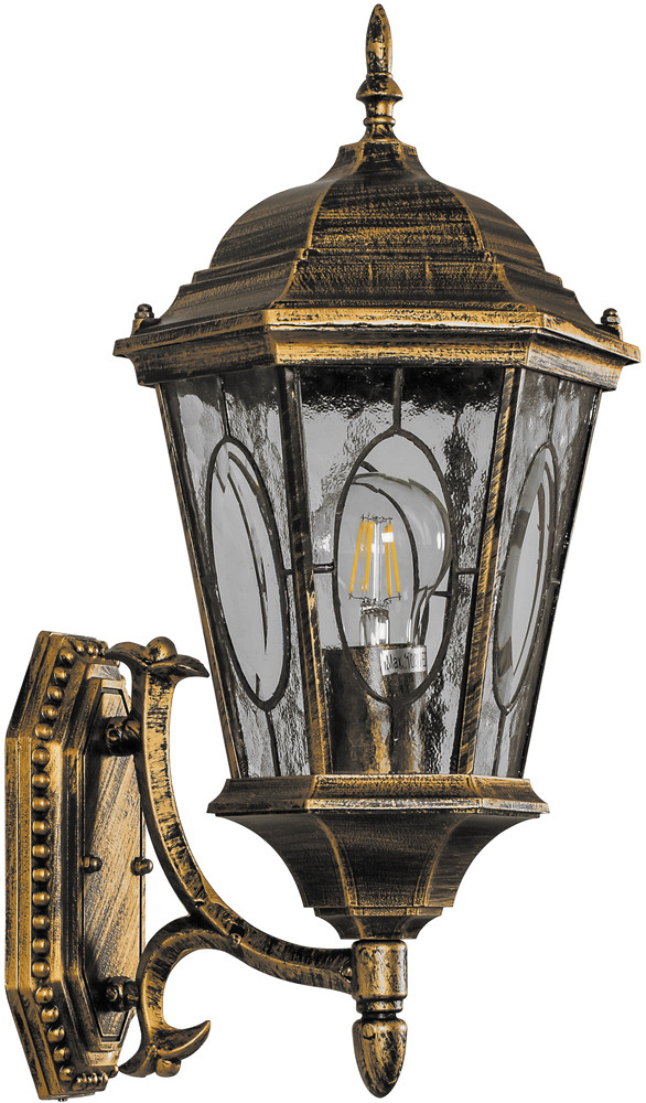 Уличный настенный светильник  «Рим» большие FERON PL150 1*60W, IP44, цвет черное золото