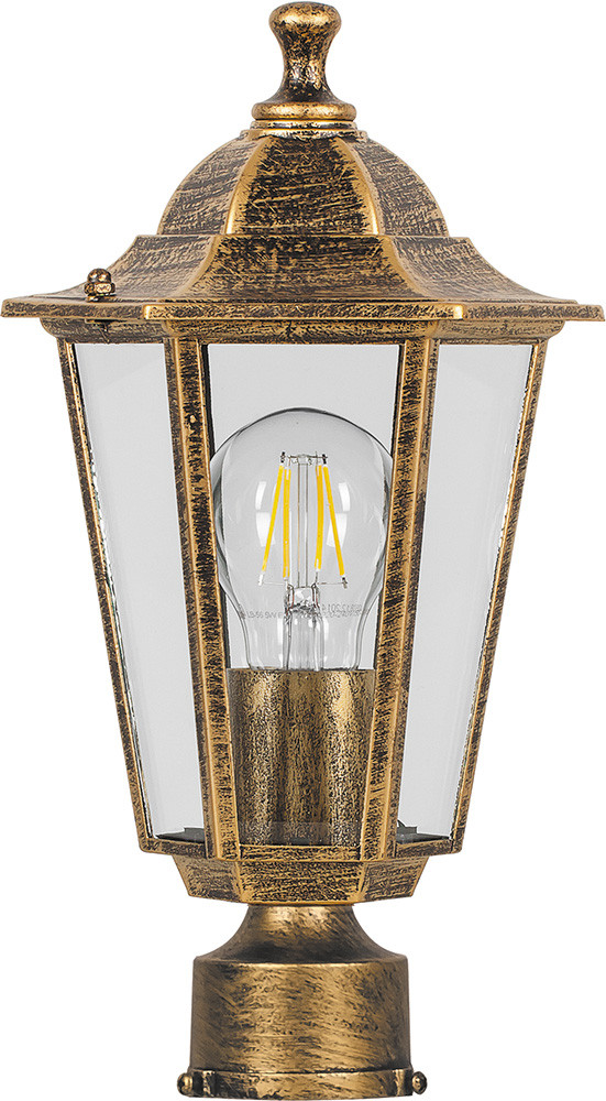 Светильник садово-парковый, серии «Классика» (НТУ) FERON 6103 1*60W, E27, 230V, IP44, цвет черное золото, 6-и
