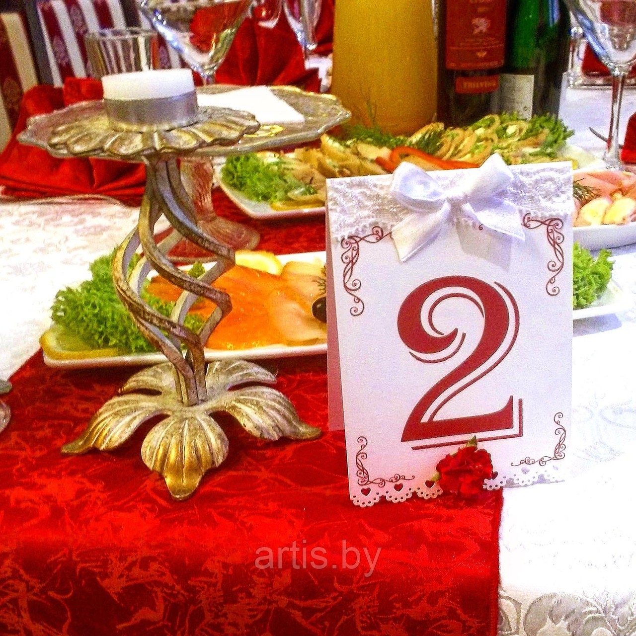 Номерки на столы гостей "Красный цветок". - фото 2 - id-p119524134