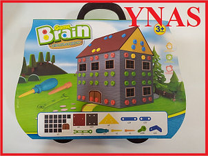 Детский конструктор домик с крупными деталями game brain арт. 1806 с игрушечными инструментами для детей
