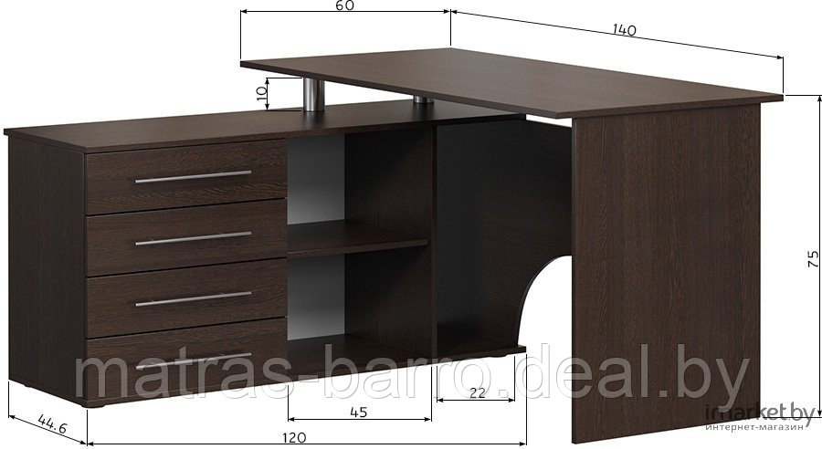 Угловой компьютерный стол КСТ-109 левосторонний (венге) - фото 1 - id-p119683711