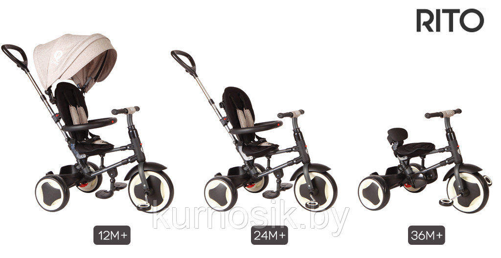 Детский велосипед трехколесный QPlay Rito, колеса 10\8 (складной) арт.QA6 Сиреневый - фото 7 - id-p119720106