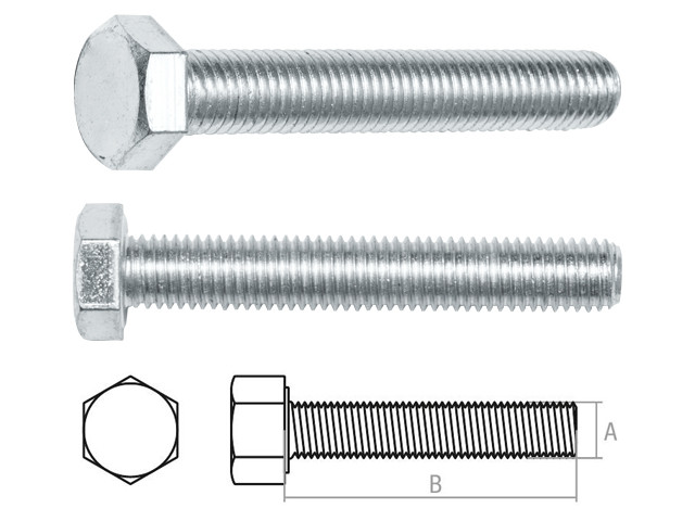 Болт М8х14 мм шестигр., цинк, кл.пр. 5.8, DIN 933 (5 кг.) STARFIX