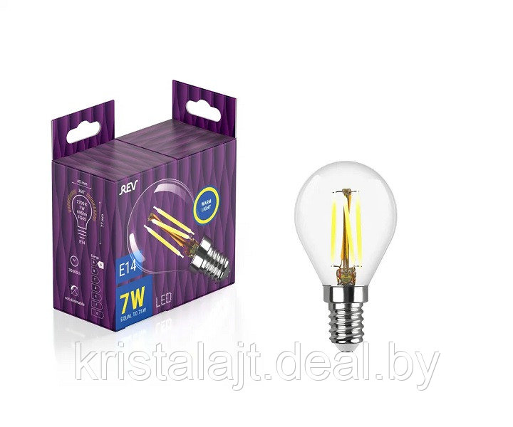 Лампа светодиодная FILAMENT шарик G45 E14 7W, 2700K, DECO Premium, теплый свет - фото 1 - id-p119728537