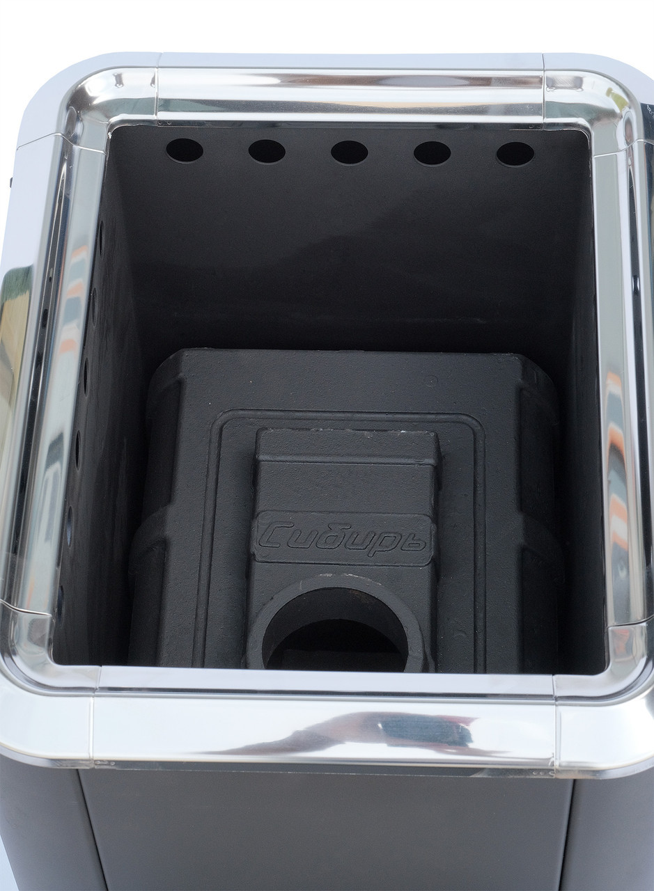 Чугунная банная печь "Сибирь-24" конвекционная с панорамной дверцей - фото 5 - id-p119737109