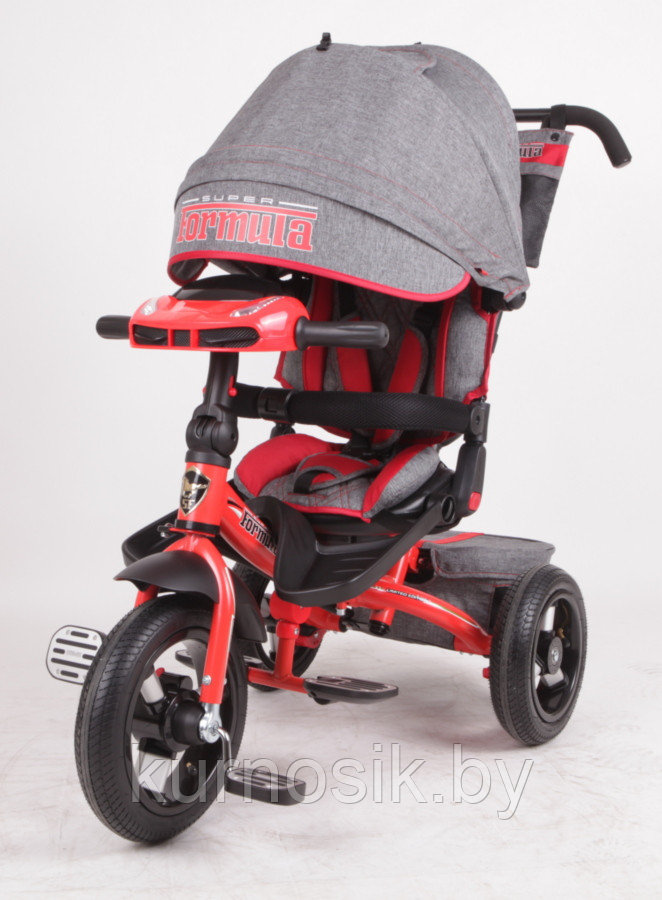 Детский велосипед трехколесный Trike Super Formula, колеса 12\10 (поворотное сиденье) Серо-красная - фото 1 - id-p119737750