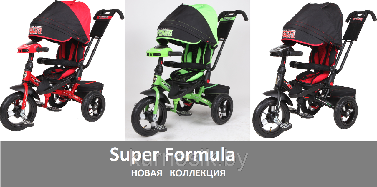 Детский велосипед трехколесный Trike Super Formula, колеса 12\10 (поворотное сиденье) Серо-красная - фото 3 - id-p119737750