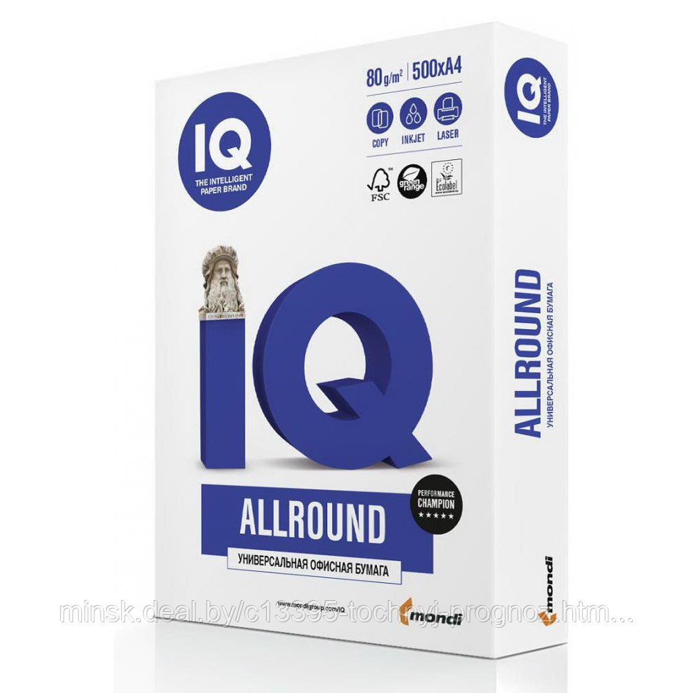 Бумага IQ Allround класс В+, А4, 80 г/м2, 500 л., белизна 161% CIE - фото 1 - id-p66889565