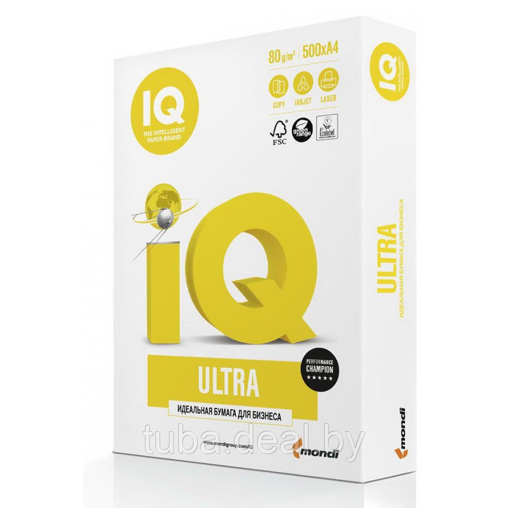 Бумага IQ Ultra класс А+, А4, 80 г/м2, 500л., белизна 168% CIE