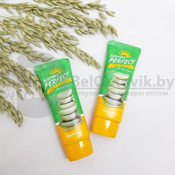 Солнцезащитный крем c алоэ вера FARMSTAY Aloevera Perfect Sun Crea SPF50 PA, 70ml Original Korea - фото 7 - id-p119780847