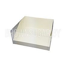 Коробка под торт с прозрачной крышкой  Белая (Россия, 235х235х100 мм)021101