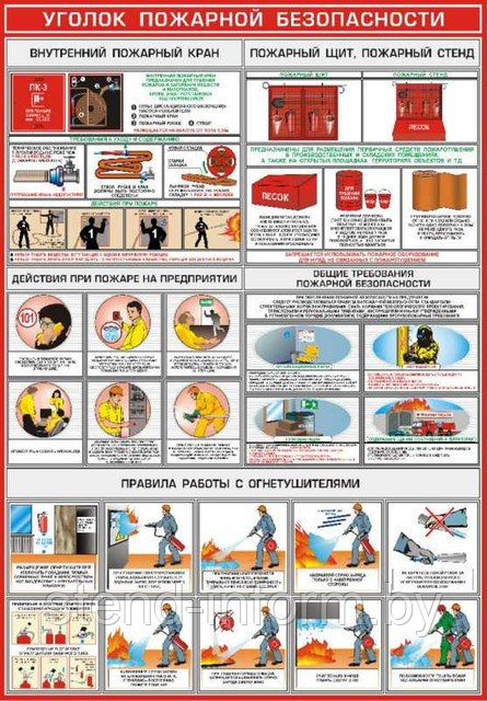 ПЛАКАТ ПО Охране труда Уголок пожарной безопасности  №3б р-р 40*57 см на ПВХ