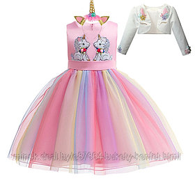 Платье Единорог (радужное розовое) + болеро