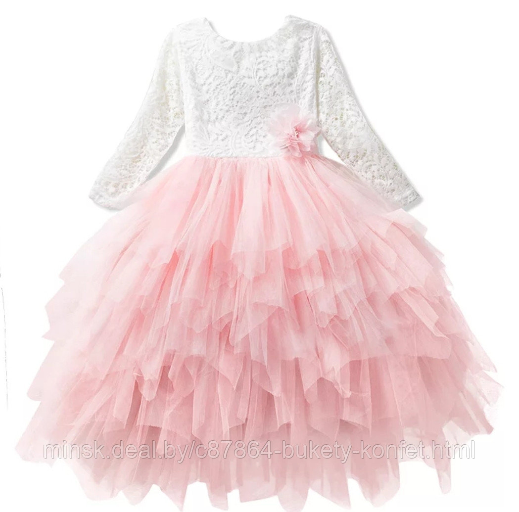 Платье бело-розовое