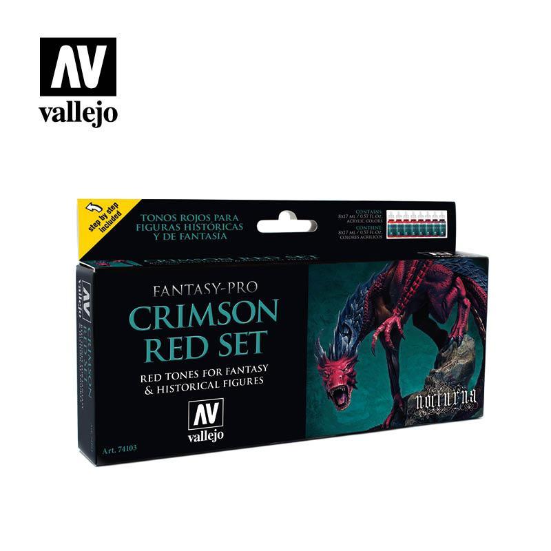 Набор акриловых красок для фэнтези миниатюр FANTASY-PRO CRIMSON RED, 8x17мл, Vallejo/Nocturna - фото 1 - id-p119872798