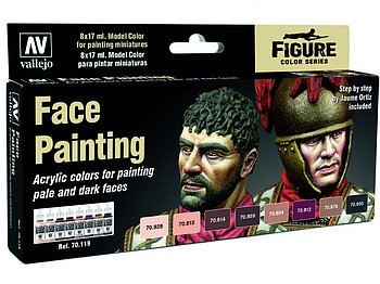 Набор акриловых красок для лиц миниатюр Faces Painting, 8х17мл, Vallejo